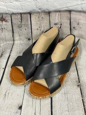 Nine West Angie Black Platform Slingback Sandals Size 9M